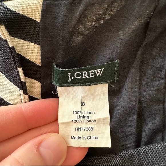 J. Crew Zebra Print Linen Sleeveless Black Cream Mini Dress Size 8 - Picture 12 of 14